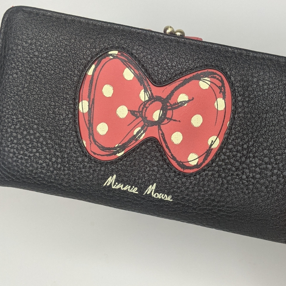 Disney Minnie Mouse Black Wallet with Red Polka Dot Bow